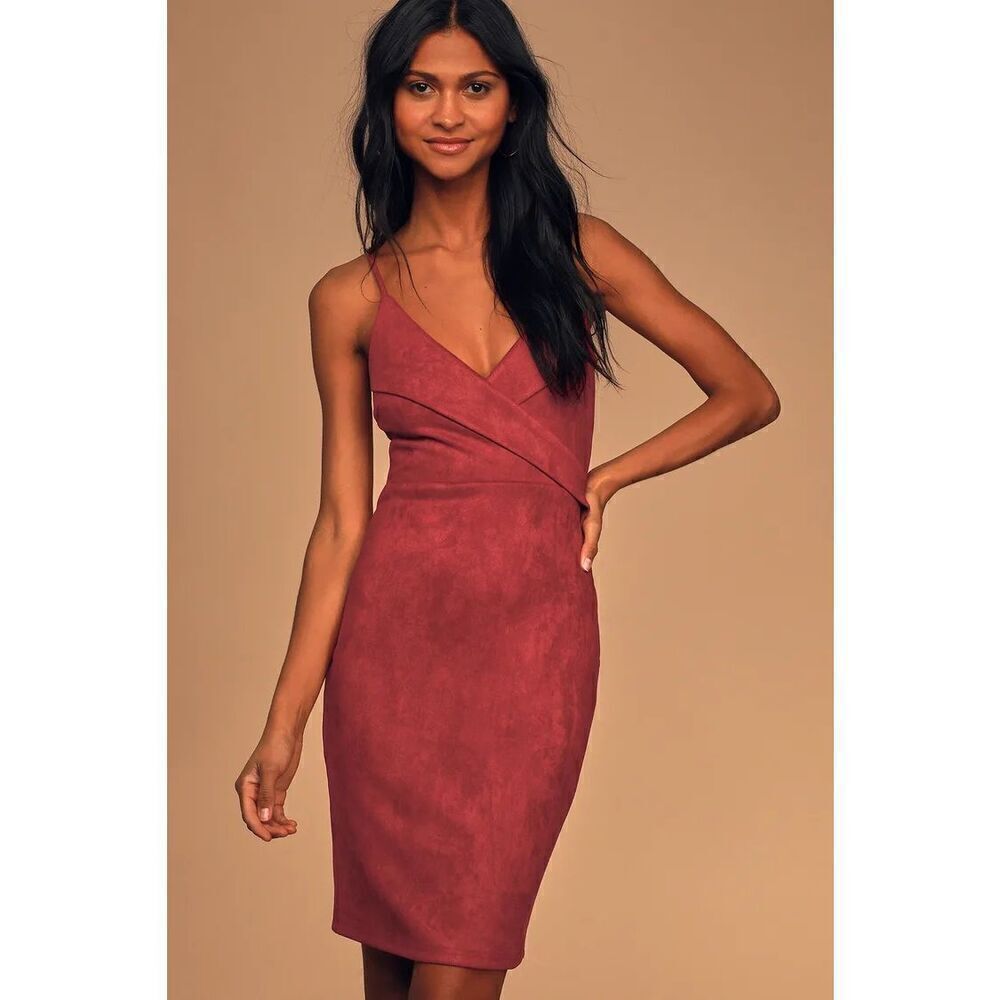 Lulus red wine suede wrap dress size small